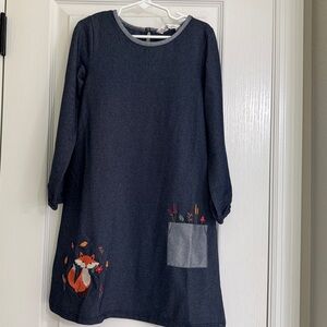 Charming Navy Kids Dress with Fox Design